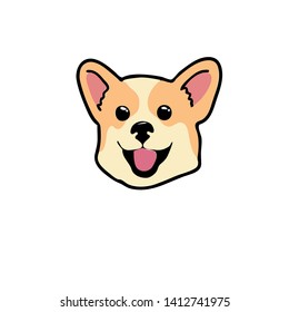 cute dog corgi face illustration vector with white background  