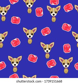 Cute Dog And Cristal Kids Pattern Seamless