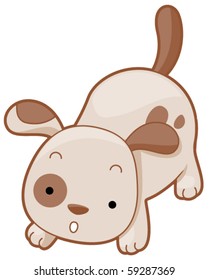A Cute Dog Crouching in the Ground - Vector