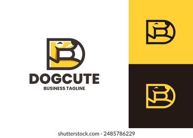cute dog d letter logo vector