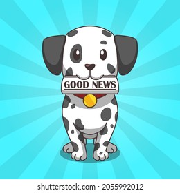 Cute Dog Dalmatian bringing a newspaper, Good News