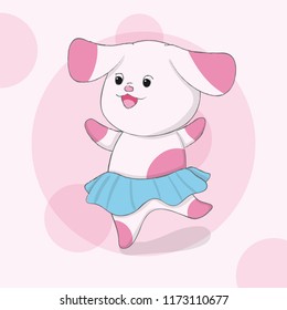 Cute dog dance animal character cartoon hand drawn. Vector illustration design.