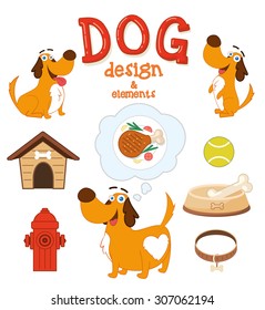 Cute Dog design with elements. Vector illustration