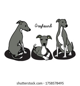 Cute Dog in Different Poses.Hand Drawing Vector Illustration Style.