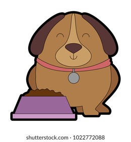 cute dog with dish food