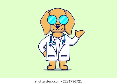 Cute Dog Doctor With Stethoscope Vector Cartoon