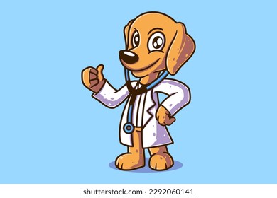 Cute Dog Doctor With Stethoscope Vector Cartoon	