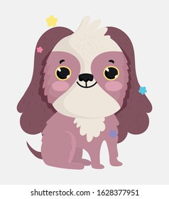 cute dog domestic cartoon animal, pets vector illustration