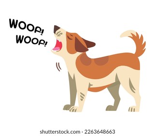 Cute Dog as Domestic Pet Woofing and Barking Out Loud Vector Illustration.