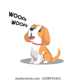 Lindo perro como mascota doméstica Woofing y ladrando fuerte ilustración vectorial.