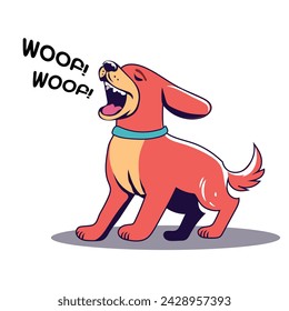 Cute Dog as Domestic Pet Woofing and Barking Out Loud Vector Illustration.