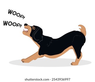 Lindo perro como mascota doméstica Woofing y ladrando fuerte Ilustración vectorial.