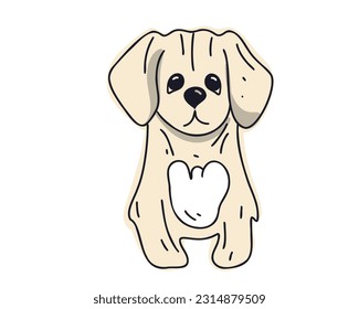 
Cute dog, doodle and flat vector illustration