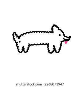 Cute dog doodle icon, vector illustration