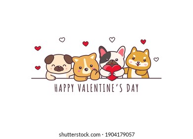 Cute dog drawing happy valentines day doodle