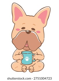 Cute Dog Drinking Water – Adorable Dog Cartoon Character Illustration
