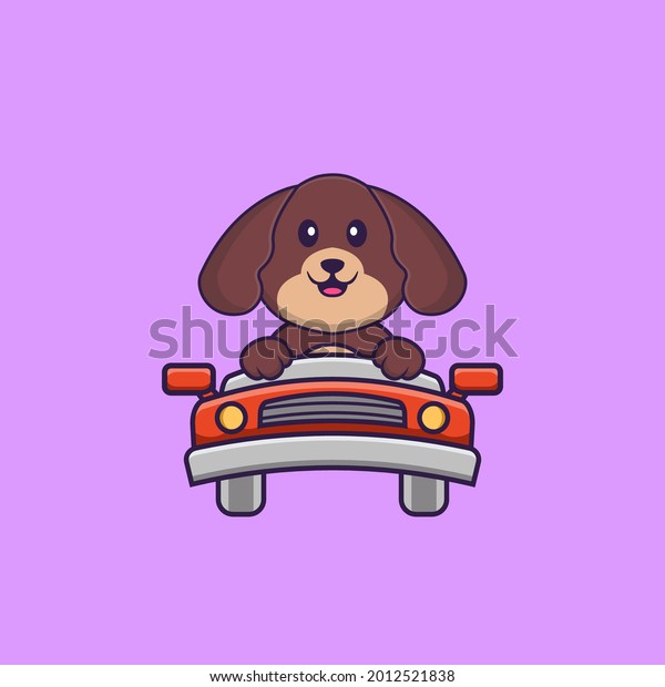 Cute
dog is driving. Animal cartoon concept isolated. Can used for
t-shirt, greeting card, invitation card or
mascot.