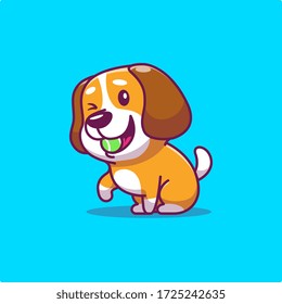 Cute Dog Eat Ball Vector Icon Illustration. Animal Sport Icon Concept Isolated Premium Vector. Flat Cartoon Style 