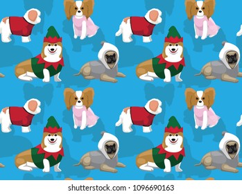 Cute Dog Elf Clothing Background Seamless Wallpaper