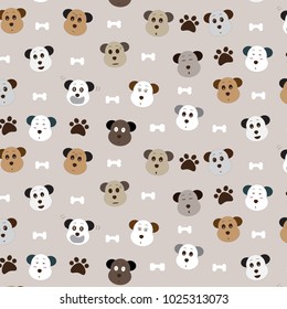 cute dog emoji with dog foot and bone pattern background vector illustration image