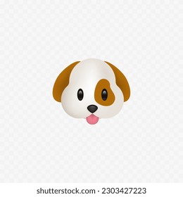 Cute dog emoji head. Puppy dog icon. Isolated on white. Vector - Shutterstock ID 2303427223