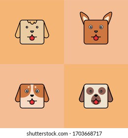 Cute Dog Emoticons Vector Design