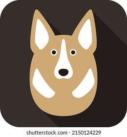 cute dog face and body flat design, vector
