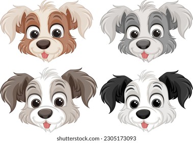 Cute dog face cartoon isolated illustration