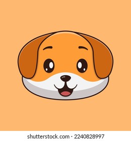 Cute dog face cartoon vector icon illustration. Flat cartoon style. Dog Illustration.