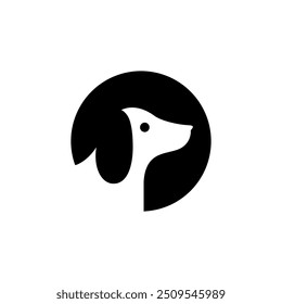 cute dog face in circle logo design flat vector
