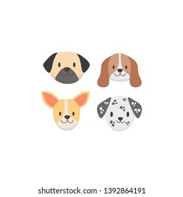 Cute dog face collection set