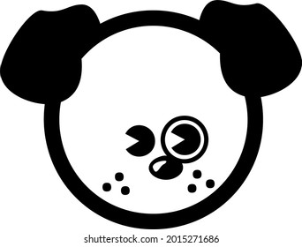 cute dog face drawing on white background