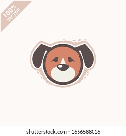 Cute dog face emoticon emoji expression Illustration. Scalable and editable vector.	