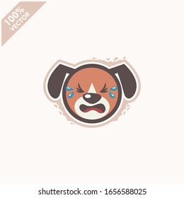 Cute dog face emoticon emoji expression Illustration. Scalable and editable vector.	