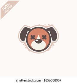 Cute dog face emoticon emoji expression Illustration. Scalable and editable vector.	