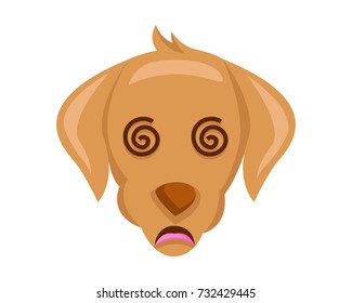 Cute Dog Face Emoticon Emoji Expression Illustration - Dizzy