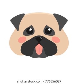 Cute dog face. Flat style vector illustration
