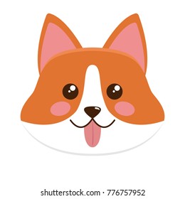 Cute dog face. Flat style vector illustration
