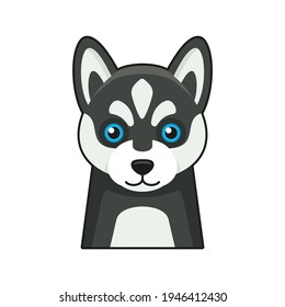 Cute Dog Face Icon. Cartoon Style on White Background Vector