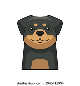 Cute Dog Face Icon. Cartoon Style on White Background Vector