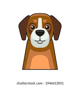 Cute Dog Face Icon. Cartoon Style on White Background Vector