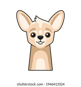 Cute Dog Face Icon. Cartoon Style on White Background Vector