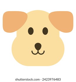Cute dog face illustration with a smiling expression, brown ears, and black eyes on a white background.