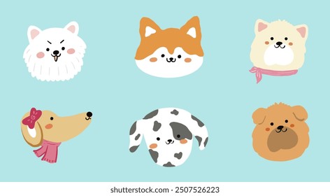 cute dog face illustration vector