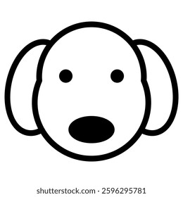 Cute Dog Face Line Drawing Icon