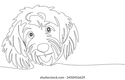 Cute dog face one line continuous. Line art poodle. Hand drawn vector art.
