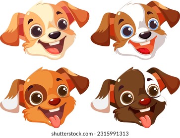 Cute dog face set illustration