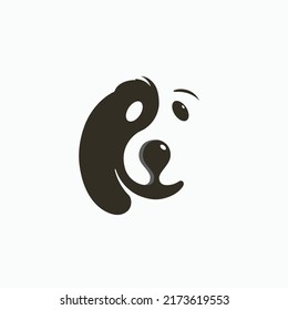 Cute dog face simple vector illustration. Dog head icon. Flat style. Cartoon dog face. Vector illustration isolated on white. Silhouette simple. Animal Logotype concept. Logo design template. 