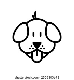 Cute dog face with tongue out line icon. Flat design vector. Eps 10.