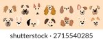 Cute Dog Face Vector Illustration Set